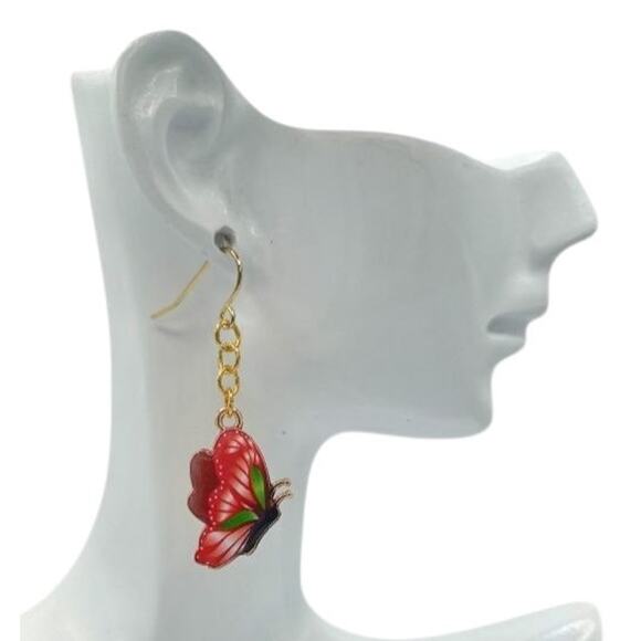 Whimsical Butterfly Dangle Earrings – Boho Festival Everyday Jewelry - Picture 2 of 4